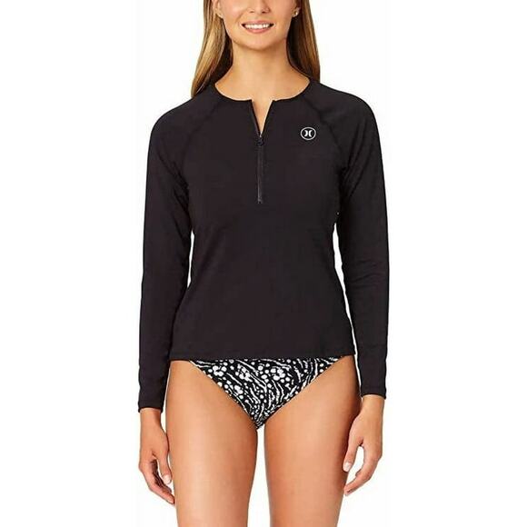 Hurley Other - Hurley Rashguard Long Sleeve UPF Swim Top Black Size Medium New with Tags 0514E